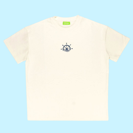 Unisex Gemi Dümeni Baskılı %100 Pamuk Tshirt