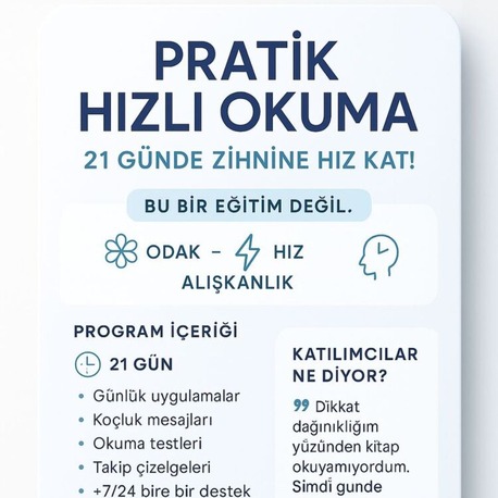 birebir Hızlı Okuma Ve Anlama Dikkat Odaklana eğitimi