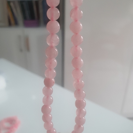 pembe kuvars kolye 6mm