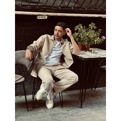 Krem kalın kumaş avrupa kesim gömlek