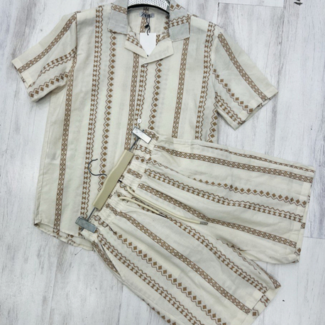 Zara keten şortlu gömlekli ikili takım