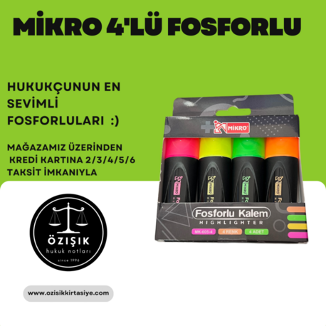 MİKRO 4'LÜ FOSFORLU KALEM SETİ