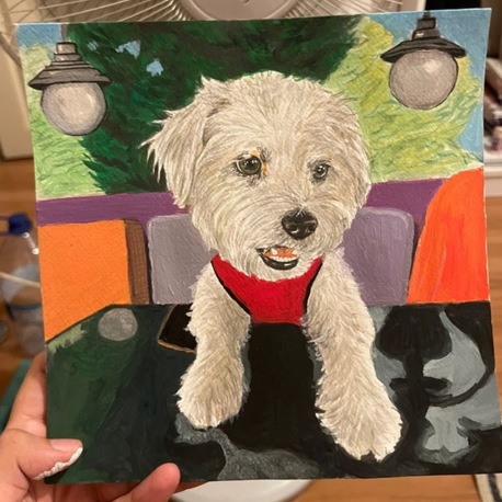 20x20cm Kâğıt Üzerine Özel Suluboya veTempera Boyama Canlı Renkli Kare El Çizimi 