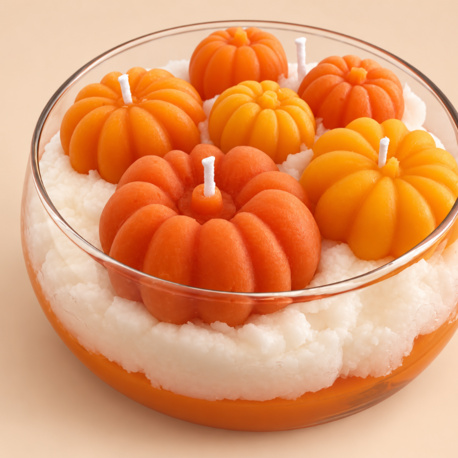 Pumpkin Cream Cloche – Kremalı Cam Kase Bal Kabağı Mum