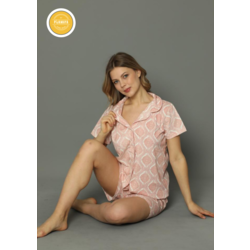 Önü Düğmeli Pamuk Şortlu Kadın Pijama Takımı