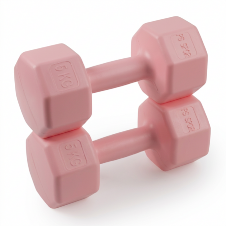2 Adet 5 KG Pembe Dambıl Seti – 10 KG Toplam Ağırlık, Fitness ve Güç Antrenmanı