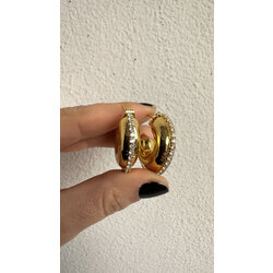 Gold taş soralı halka küpe