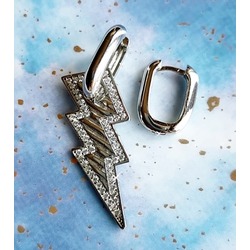Silver ikili şimşek küpe