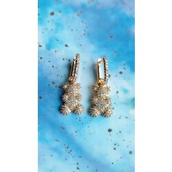 Zirkon taşlı gold ayıcık küpe