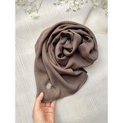 Bronz Kahve Krep-Şifon Şal