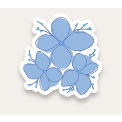 Blue Organic Flower Tekli Sticker