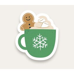 Gingerbread in Mug Tekli Sticker 