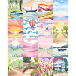 Watercolour Drawings Scrapbook Kağıt Seti(16 adet)