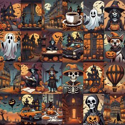 Halloween Theme Scrapbook Kağıt Seti(24 adet)