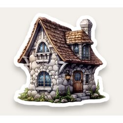Rustic Cottage House Tekli Sticker