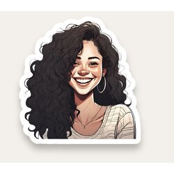 Curly Brunette Tekli Sticker