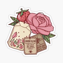 Strawberry and Rose Tea Tekli Sticker