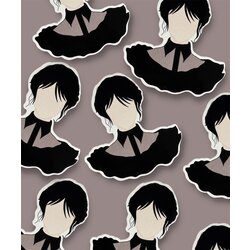 Wednesday Addams Tekli Sticker