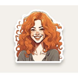 Curly Orange Girl Tekli Sticker