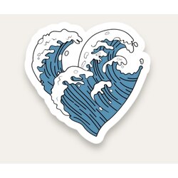 Waves Heart Tekli Sticker
