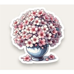 Sakura In Vase Tekli Sticker