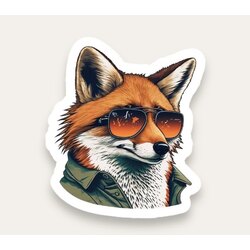 Cool Fox With Sunglasses Tekli Sticker