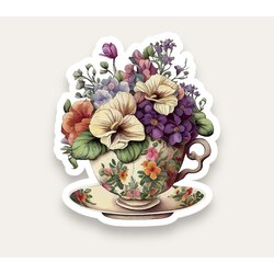 Tea Cup Flower Tekli Sticker 