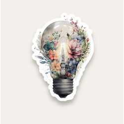 Floral Lightbulb Tekli Sticker