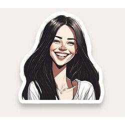 Long Hair Brunette Tekli Sticker 