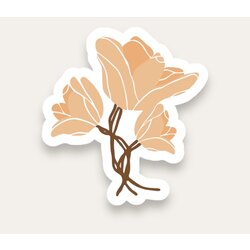 Orange Organic Flower Tekli Sticker