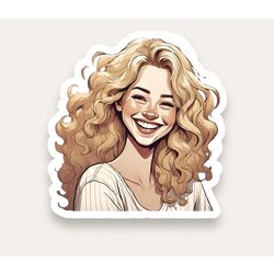 Curly Blonde Tekli Sticker