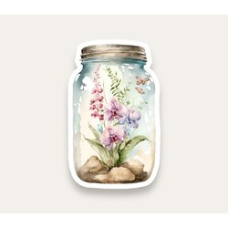 Orchid in Blue Jar Tekli Sticker