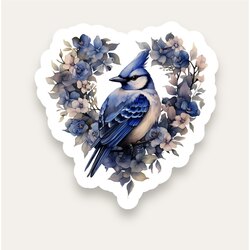 Floral Blue Bird Tekli Sticker