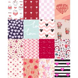 Valentines Day Scrapbook Kağıt Seti(16 adet)