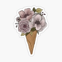 Floral Ice Cream Tekli Sticker
