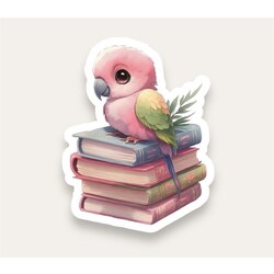 Bird With Books Tekli Sticker