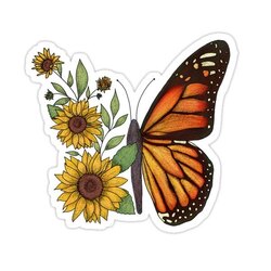Sunflower Butterfly Tekli Sticker
