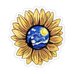 Van Gogh Sunflower Tekli Sticker