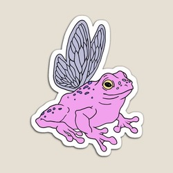Pink Frog With Wings Tekli Sticker