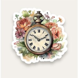 Floral Clock Tekli Sticker