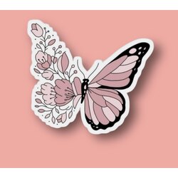 Pink Butterfly Tekli Sticker