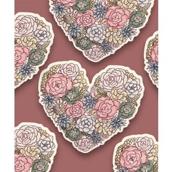 Çiçek Temalı Kalp Tekli Sticker