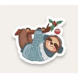Sloth Christmas Vibes Tekli Sticker