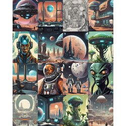 Science Fiction Scrapbook Kağıt Seti(16 adet)