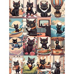 Black Cat Adventure Scrapbook Kağıt Seti(16 adet)