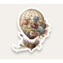 Floral Hot Air Balloon Tekli Sticker
