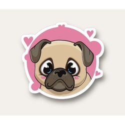 Cute Pug Tekli Sticker