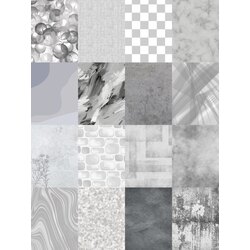 Gray Scrapbook Kağıt Seti(16 adet)