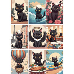 Black Cat Sticker Seti (9 adet)
