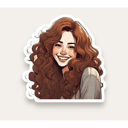 Curly Brown Hair Girl Tekli Sticker